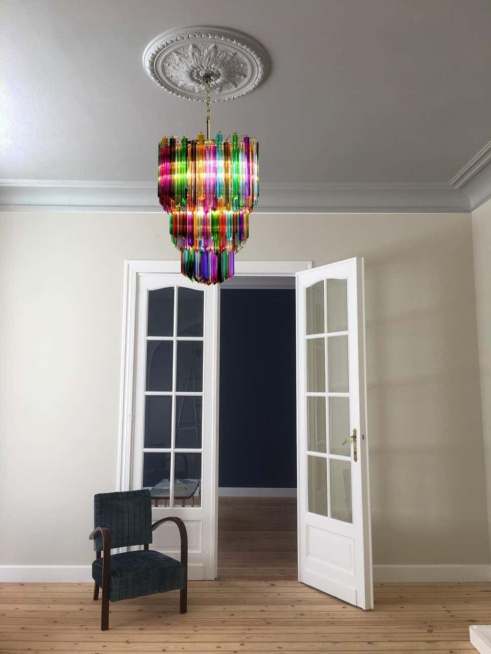 photo vintage Chandelier Multicolour Quadriedri, 184 Prism, Murano, 1980s