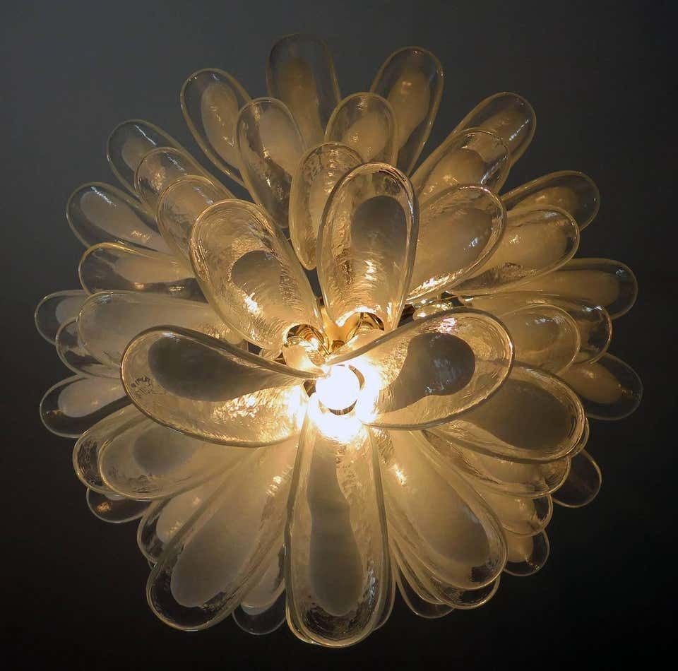 Italian Murano 52 White Petals Chandelier, Murano photo vintage