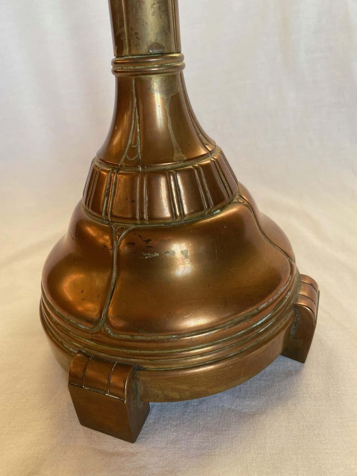photo vintage Italian Candleholder In Copper And Murano Glass By Ercole Barovier, 1940