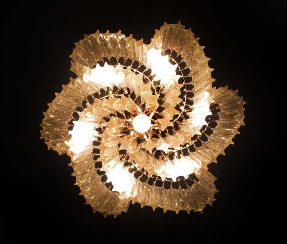 7381.0 Pair Of Italian Chandelier Quadriedri Gold Metal Frame, Murano photo