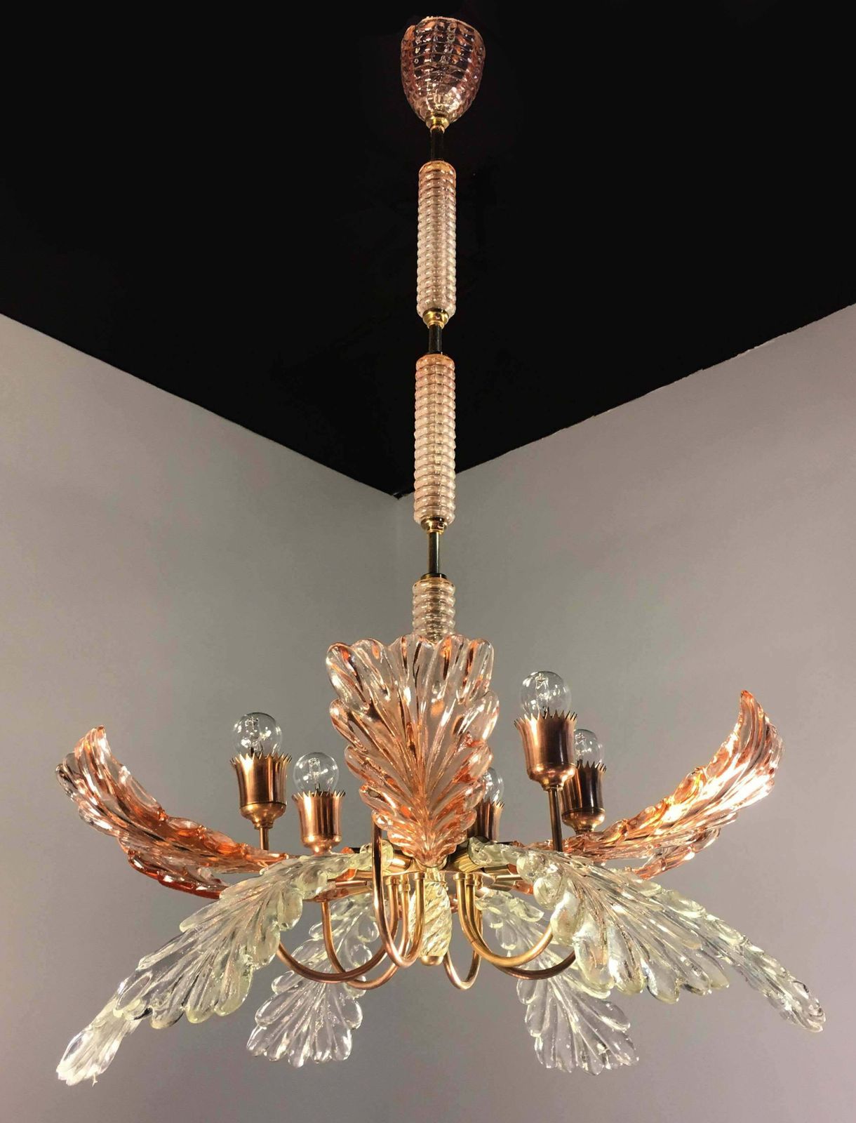 Elegant And Rare Chandelier By Barovier And Toso Murano 1940s photo furniture