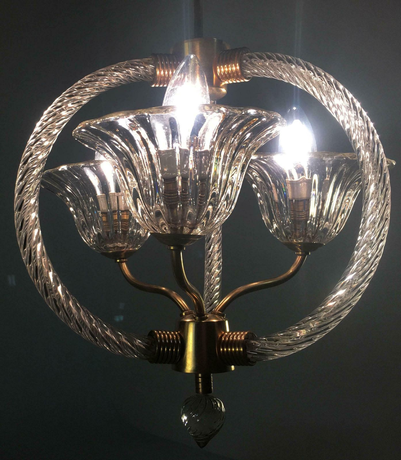 Charming Italian Chandelier By Barovier And Toso  Murano 1940 photo Lighting