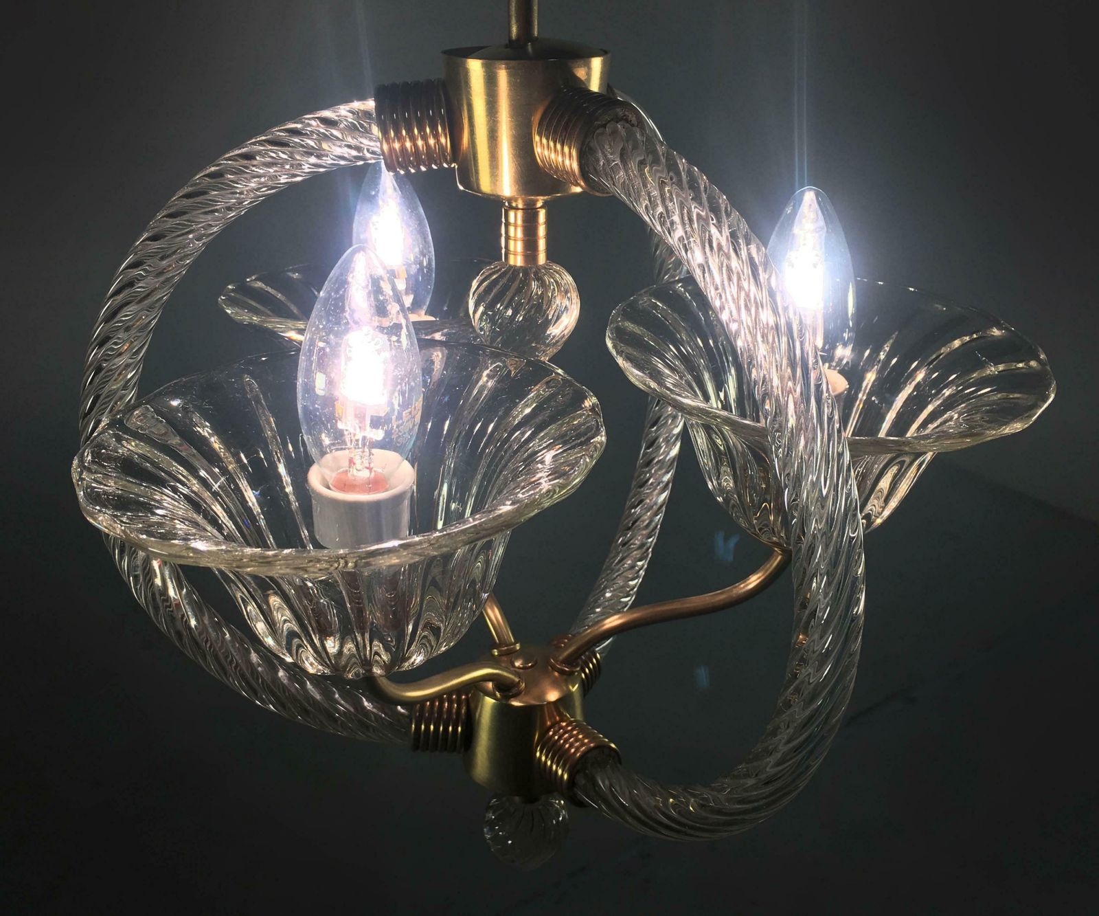 Charming Italian Chandelier By Barovier And Toso  Murano 1940 photo vintage