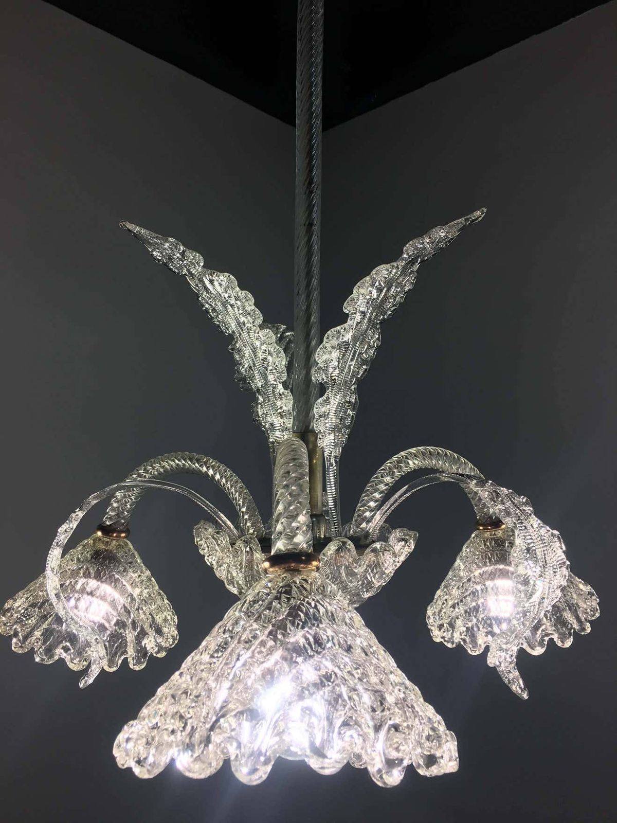 Pretty Italian Chandelier By Ercole Barovier, Murano, 1940 photo 2019.0