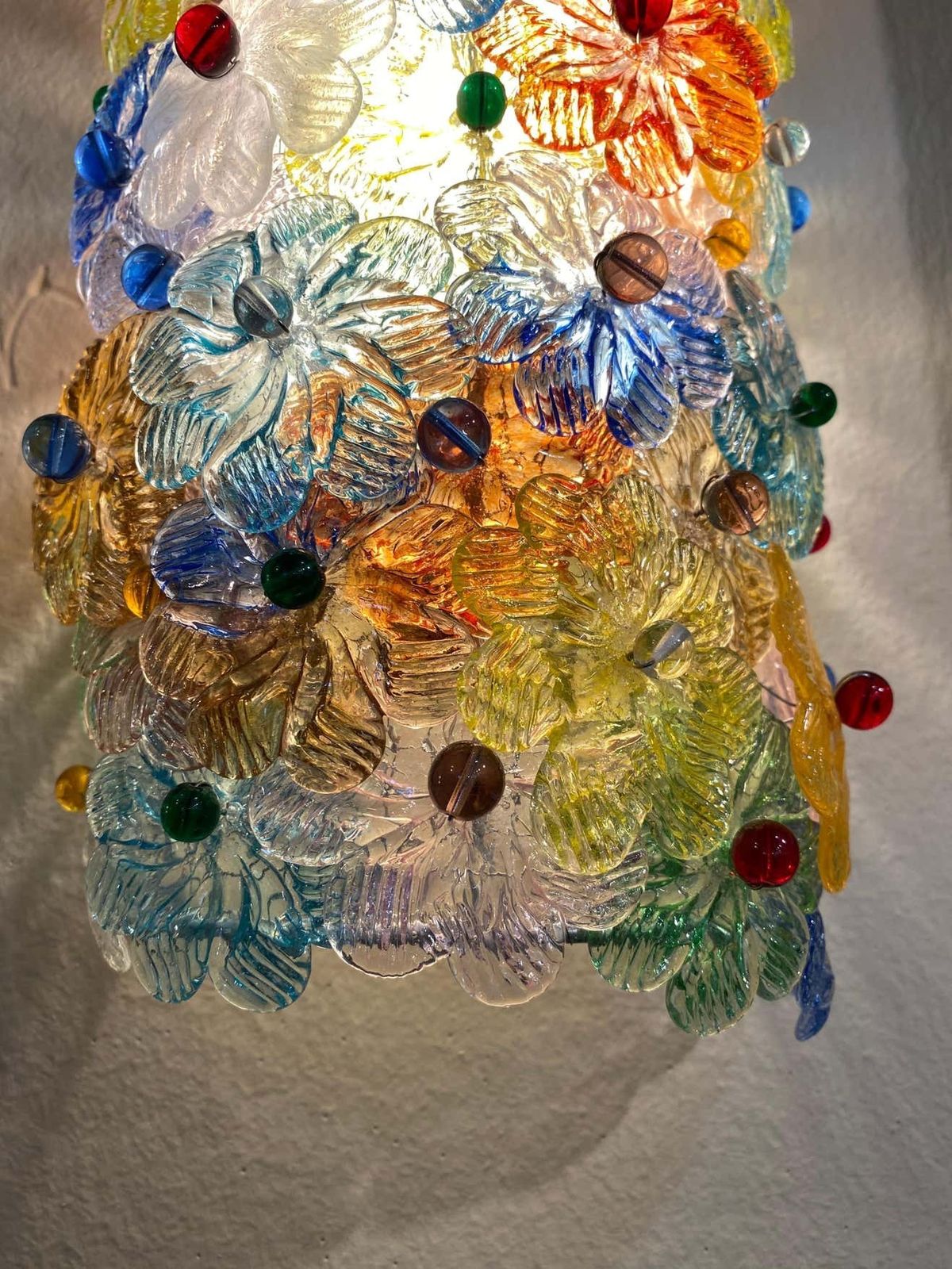 photo vintage Stunning Set Of 4 Sconces Millefiori By Barovier&Toso Murano, 1950