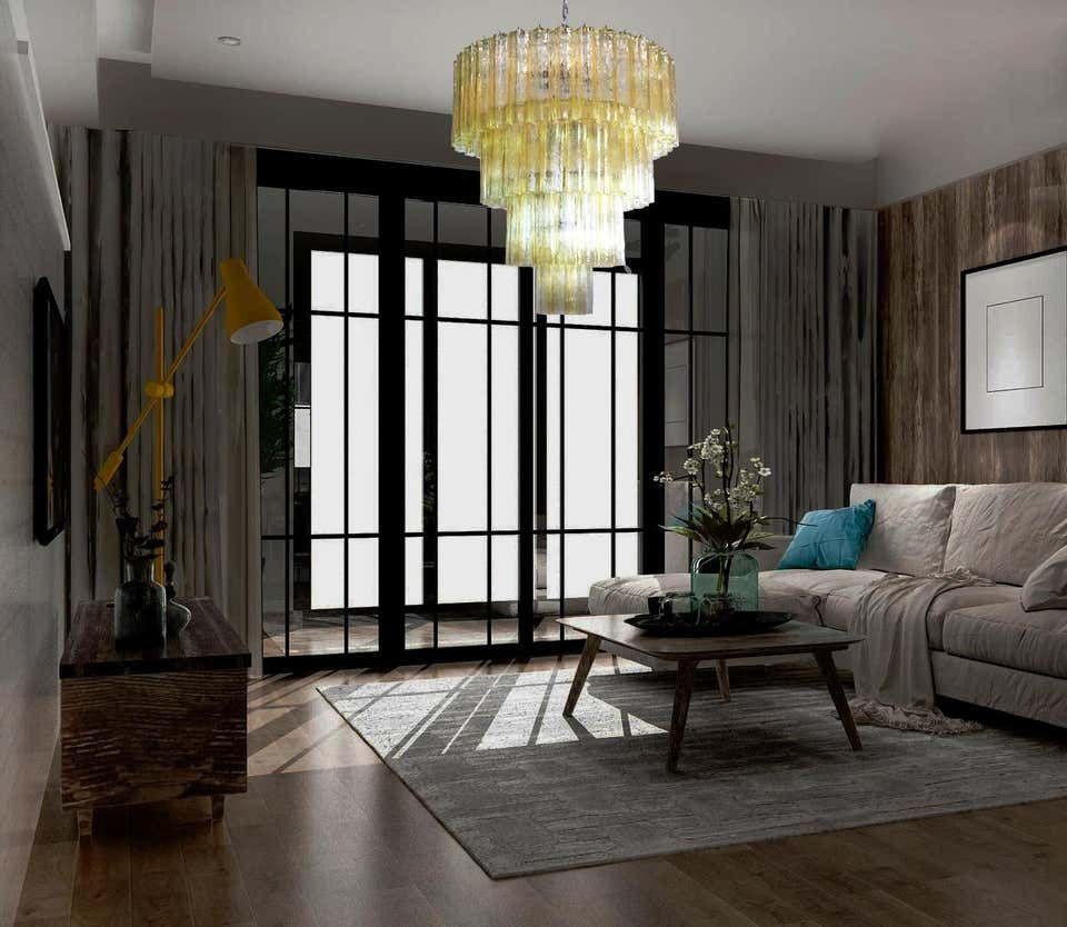 Huge Magnificent Vintage Murano Glass Tiered Chandelier, 78 Glasses, Light Amber photo furniture