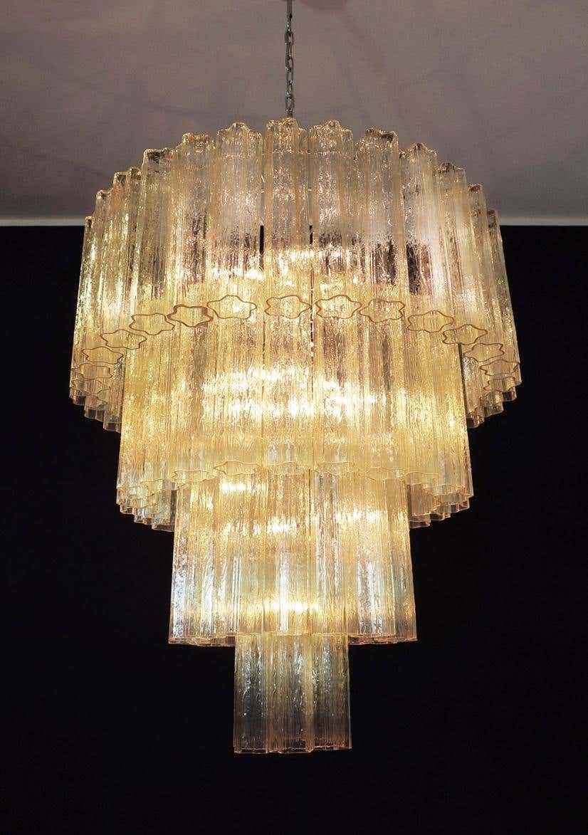 Huge Magnificent Vintage Murano Glass Tiered Chandelier, 78 Glasses, Light Amber photo 2019.0