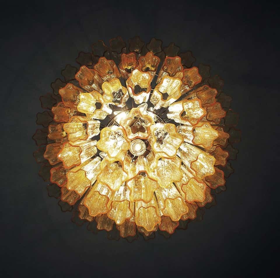 Huge Magnificent Vintage Murano Glass Tiered Chandelier, 78 Glasses, Light Amber photo buy