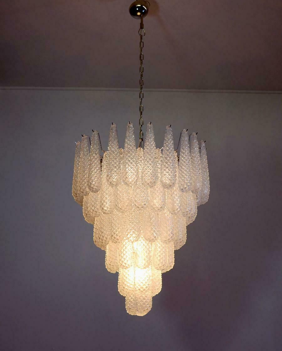 Pair Of Italian Murano 75 Petals Chandeliers, Murano photo buy