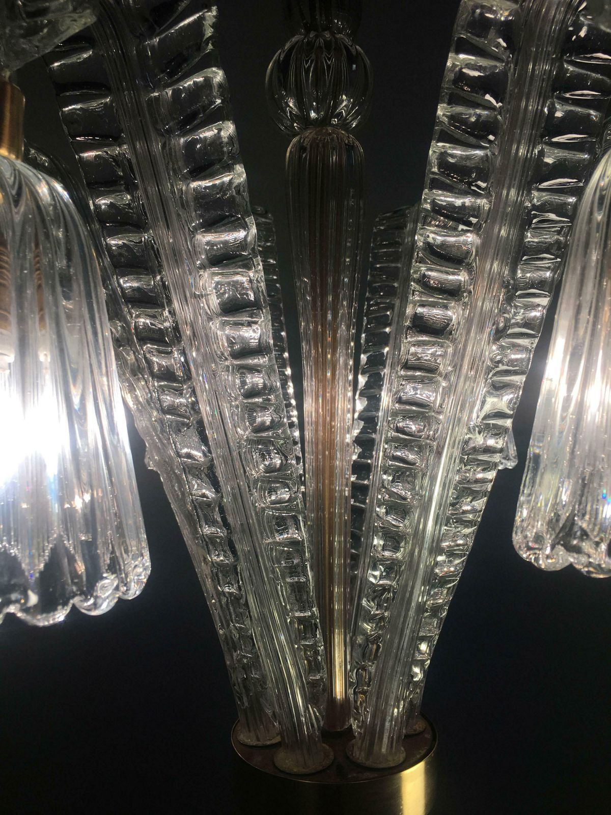 Charming Art Deco Chandelier By Ercole Barovier, Murano, 1940s photo vintage