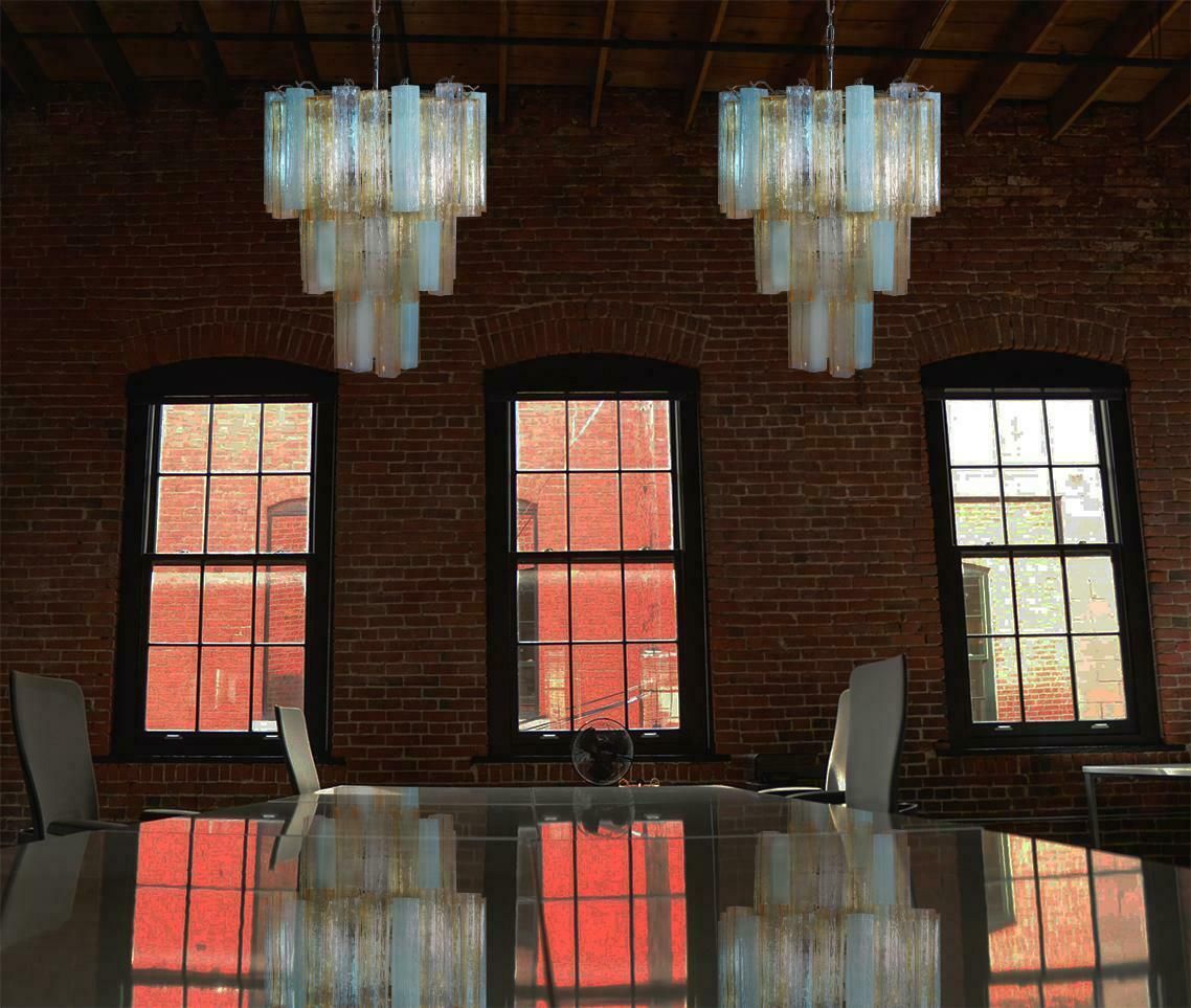 photo for sale Large Three Tier Venini Murano 48 Glass Tube Chandelier 1980s