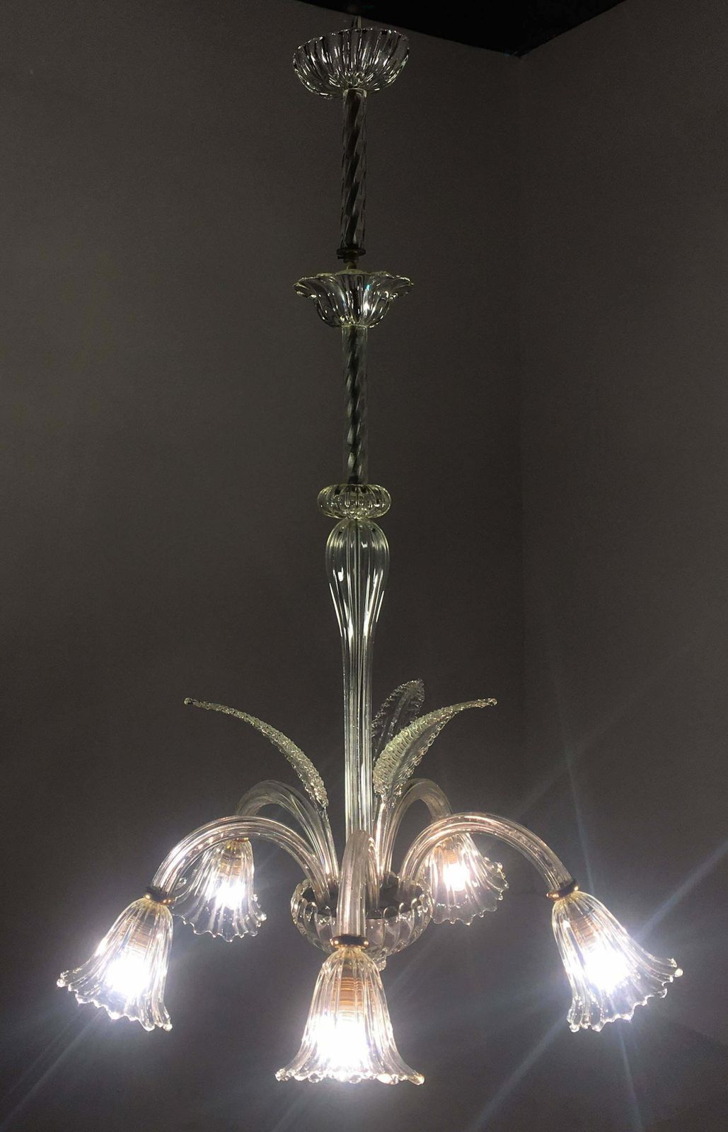 Liberty Chandelier By Ercole Barovier, Murano, 1940s photo Lighting