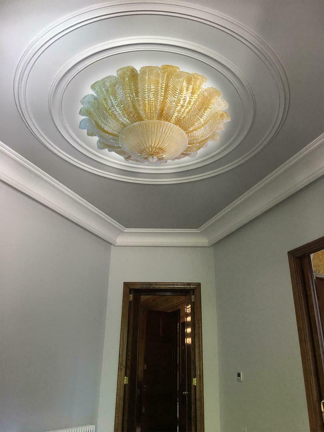 2826.0 Pair Of Large Ceiling Leaves Barovier And Toso Style Murano 1980s photo