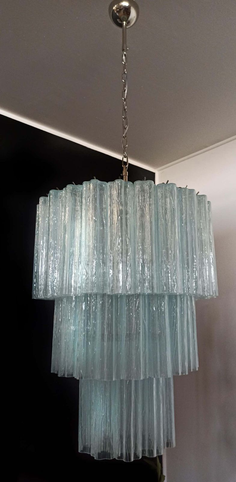 Lighting Pair Tronchi Chandeliers Toni Zuccheri Style, 48 Pink Glasses, Murano, 1990 photo