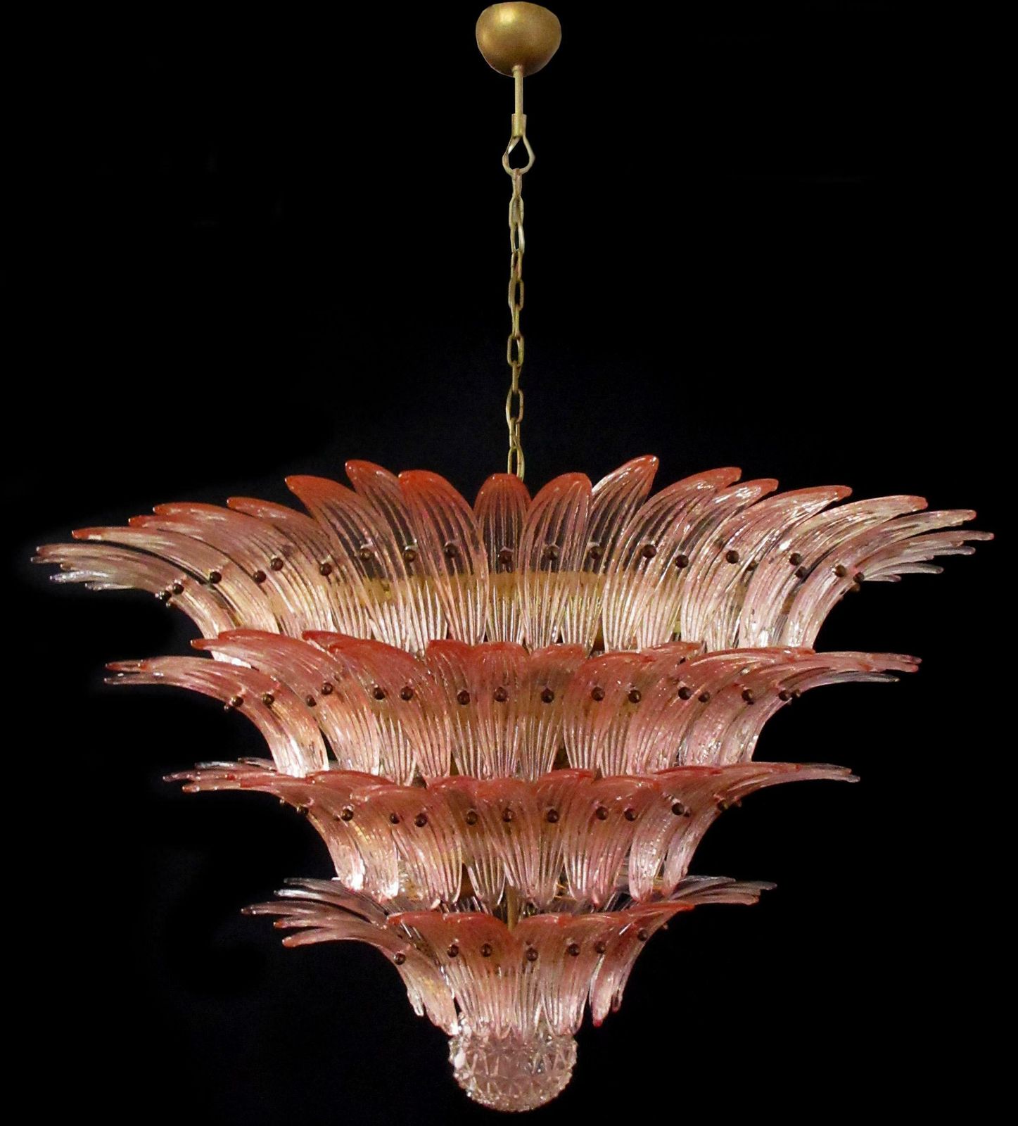 Lighting Pair Of Majestic Chandelier Pink Glasses, Murano photo