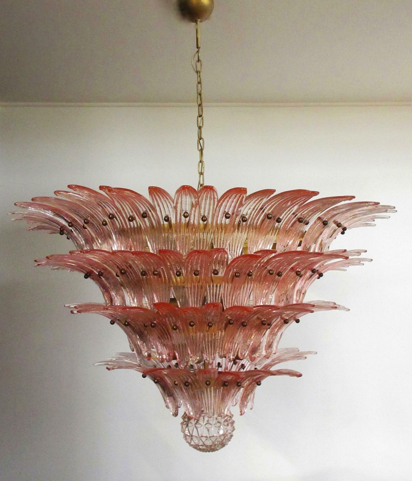 photo vinterior Pair Of Majestic Chandelier Pink Glasses, Murano