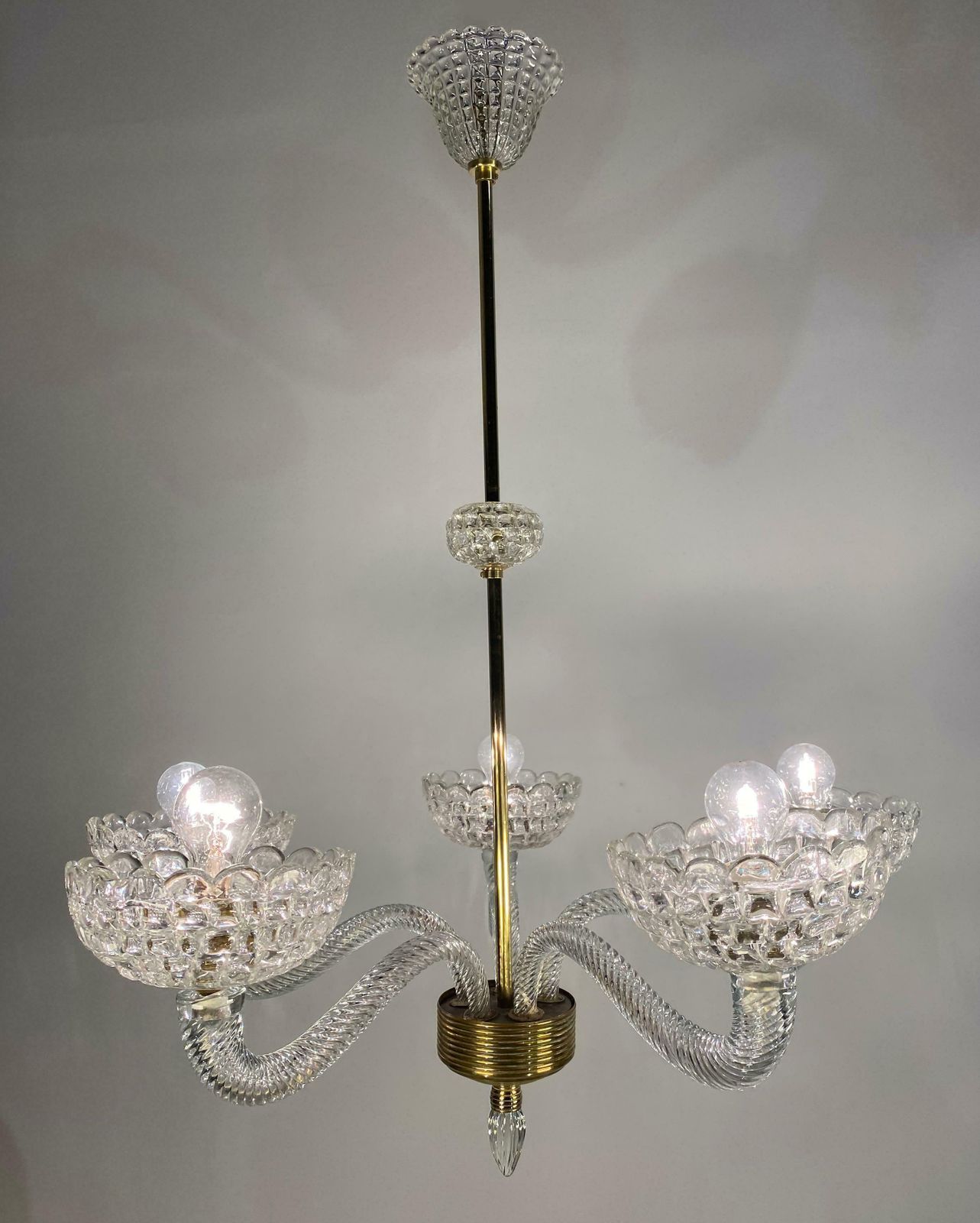 Art Deco Chandelier By Ercole Barovier, Murano, 1940 photo vintage