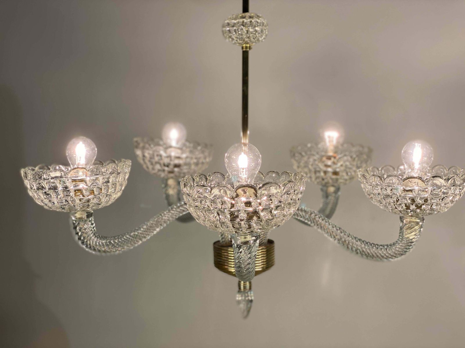 photo furniture Art Deco Chandelier By Ercole Barovier, Murano, 1940