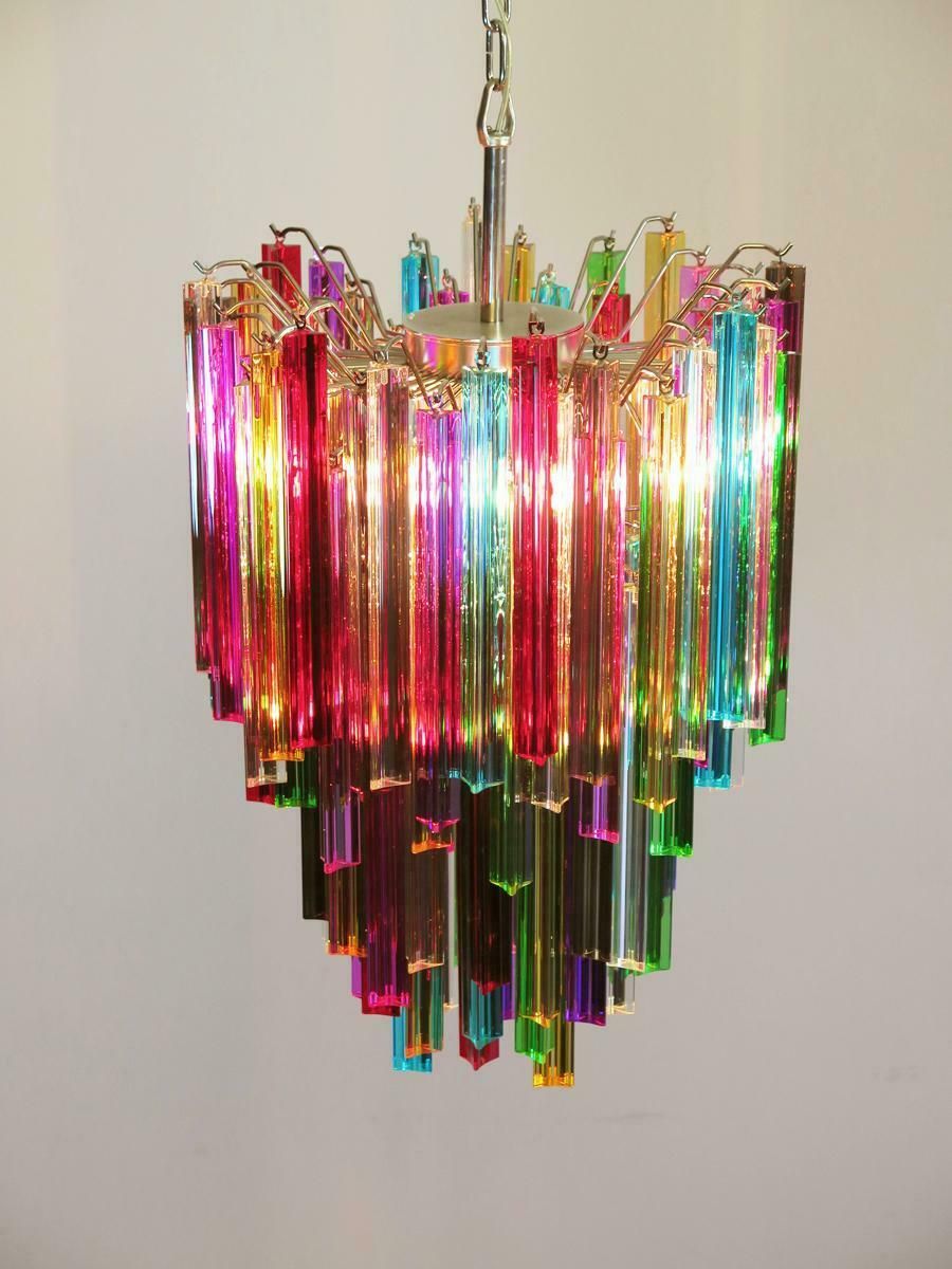 4039.0 Amazing Multicoloured Pair Of Arlecchino Murano Chandeliers photo