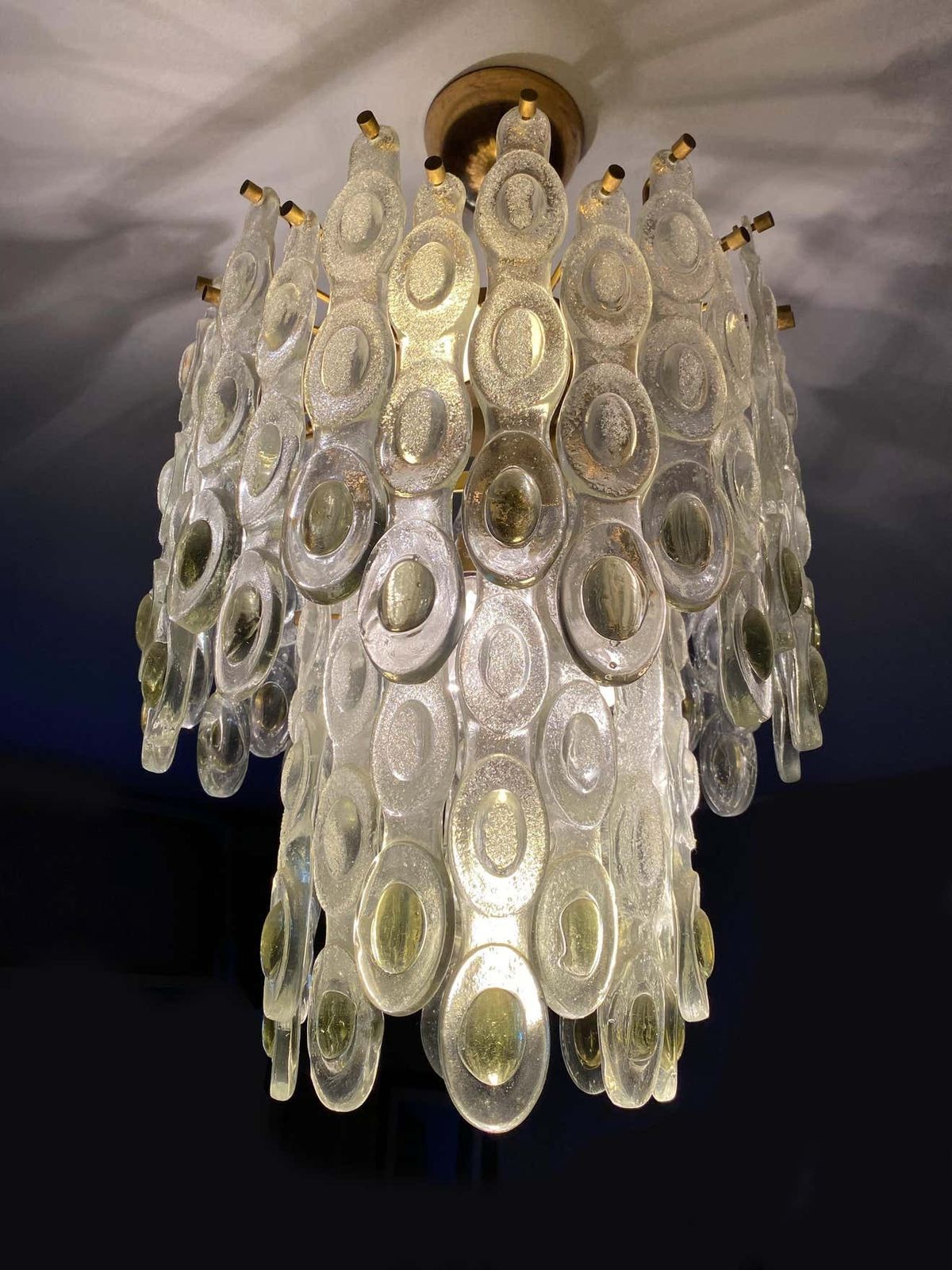 Sumptuous Italian Glass Chandelier, Murano, 1970 photo vintage