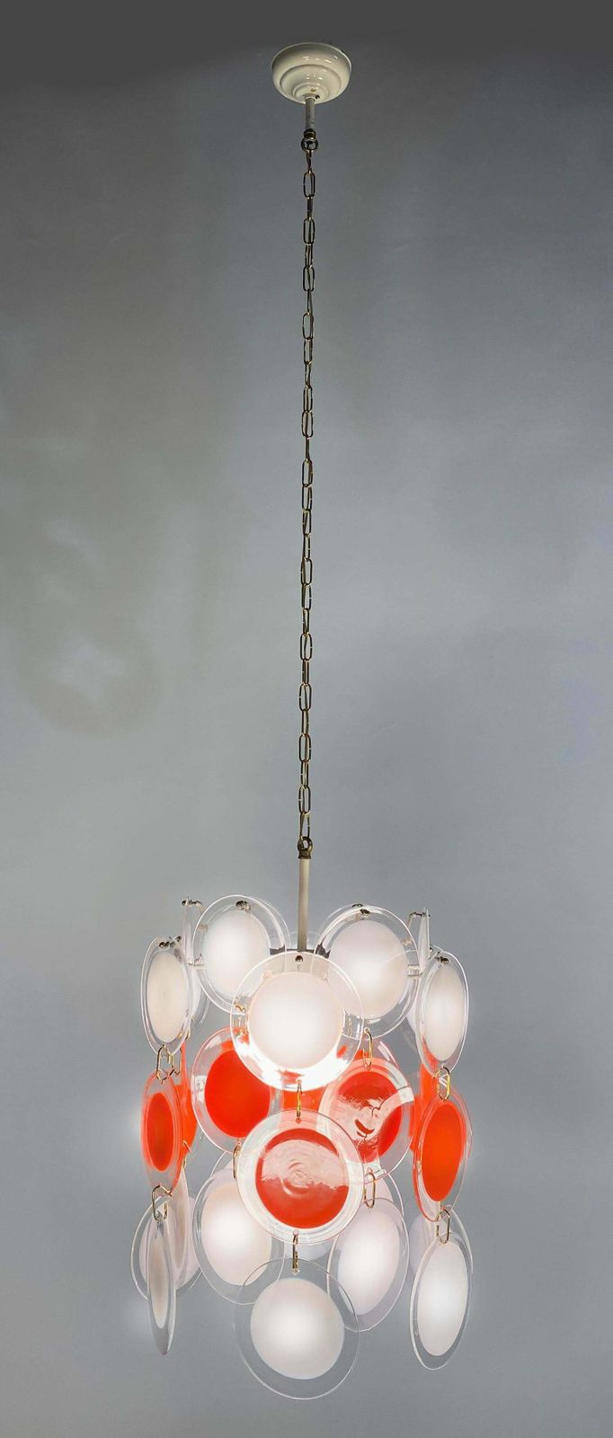 Pair Of Disc Chandeliers By Vistosi, Murano, 1970s photo furniture