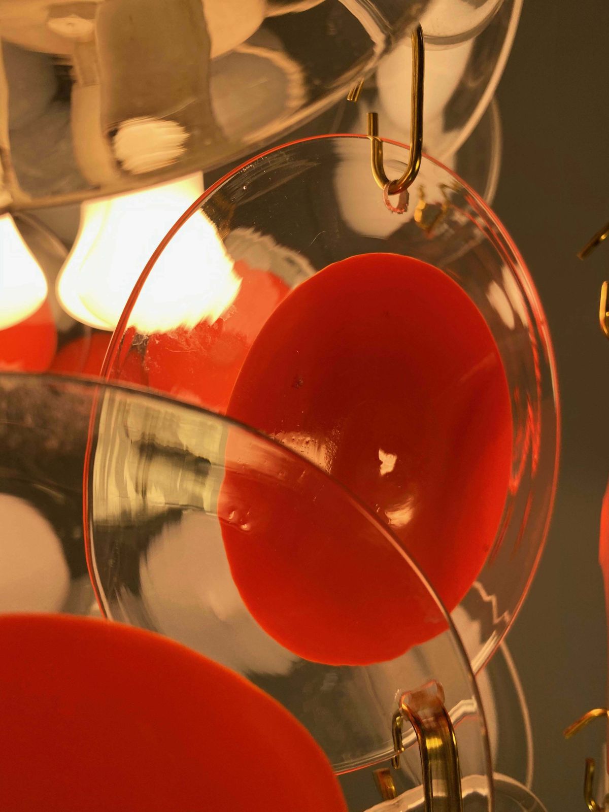 Pair Of Disc Chandeliers By Vistosi, Murano, 1970s photo vintage