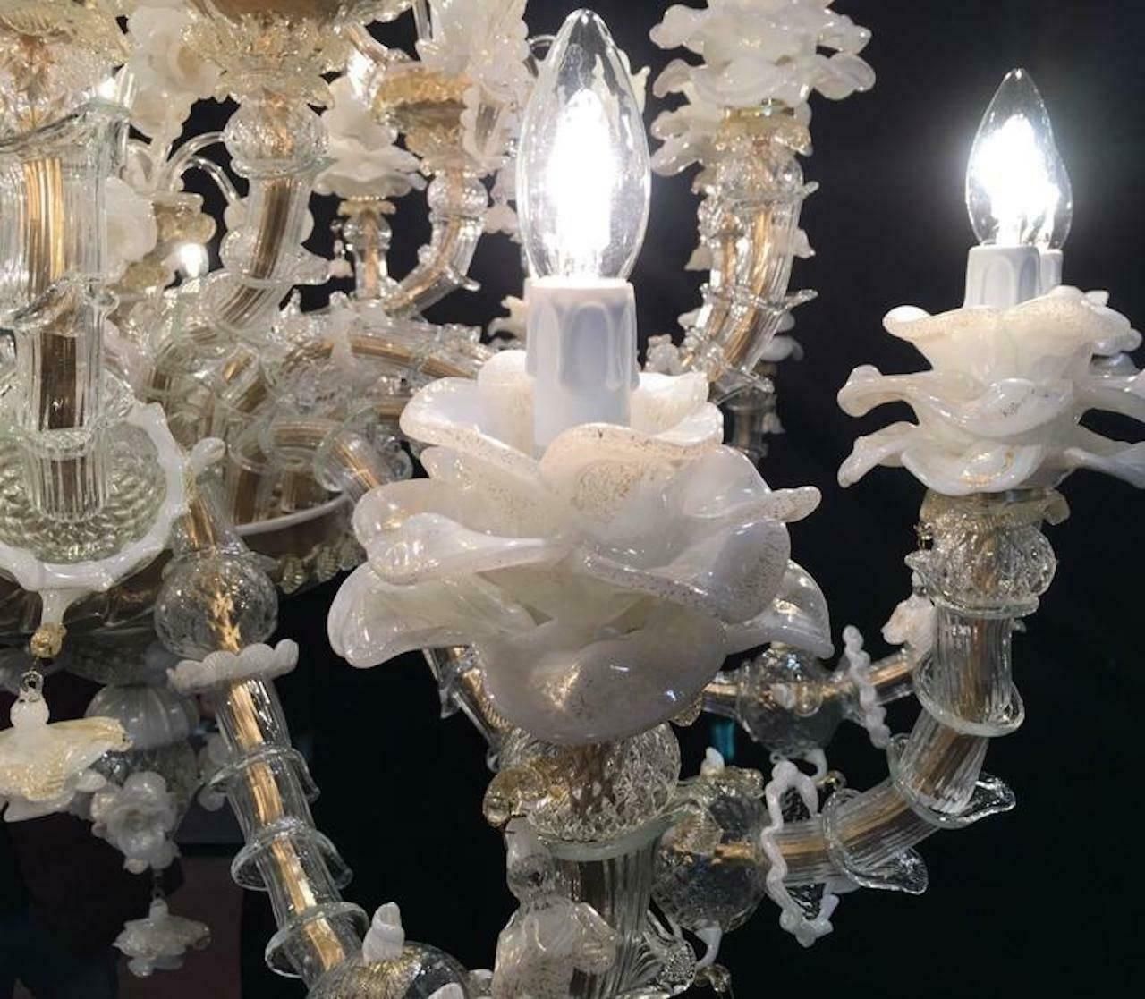 Spectacular Italian Chandelier Gold Inclusions, Murano, 1980s photo Lighting