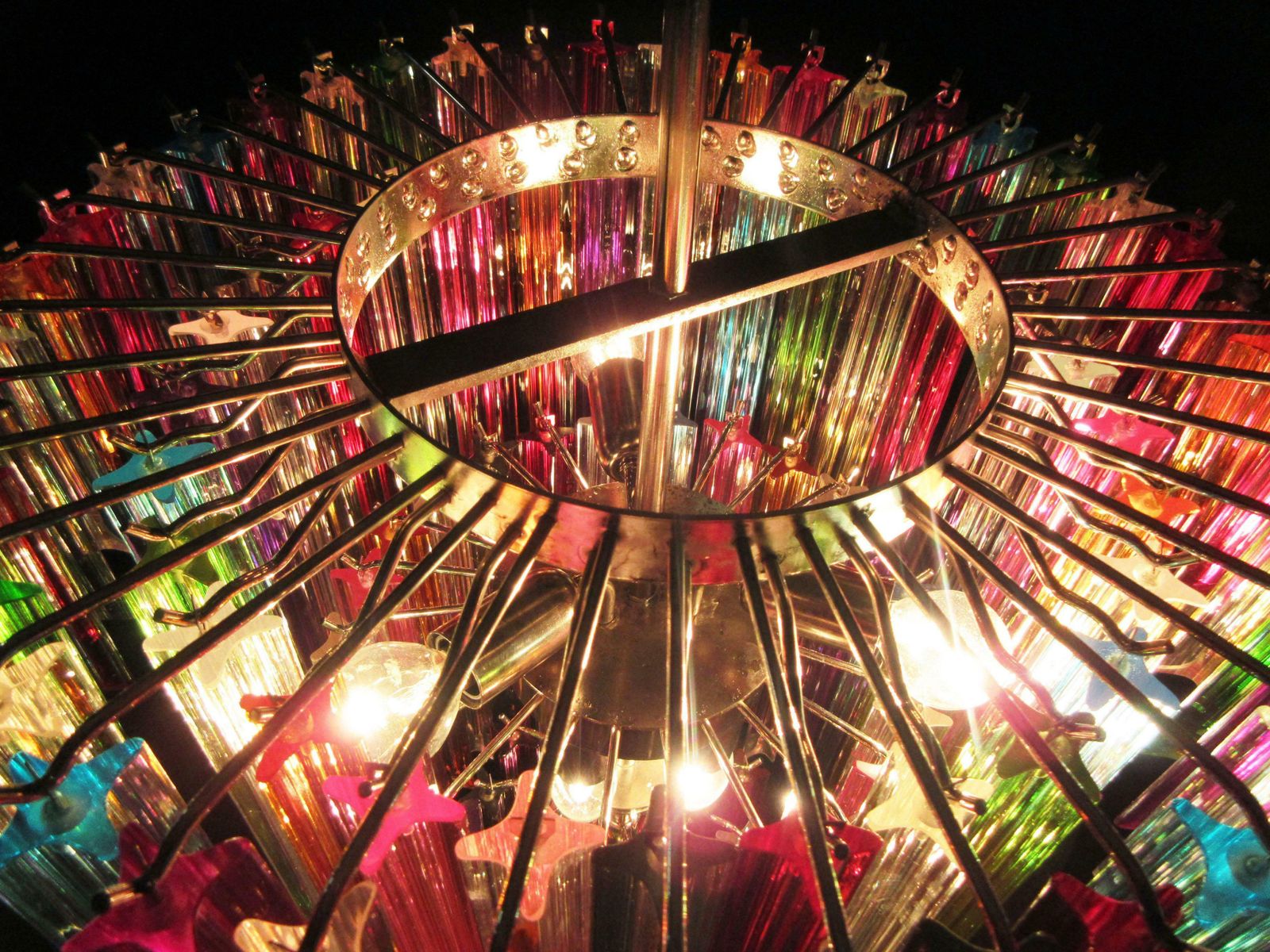 Pair Of Italian Chandelier Multicoloured Quadriedri, Murano photo Lighting