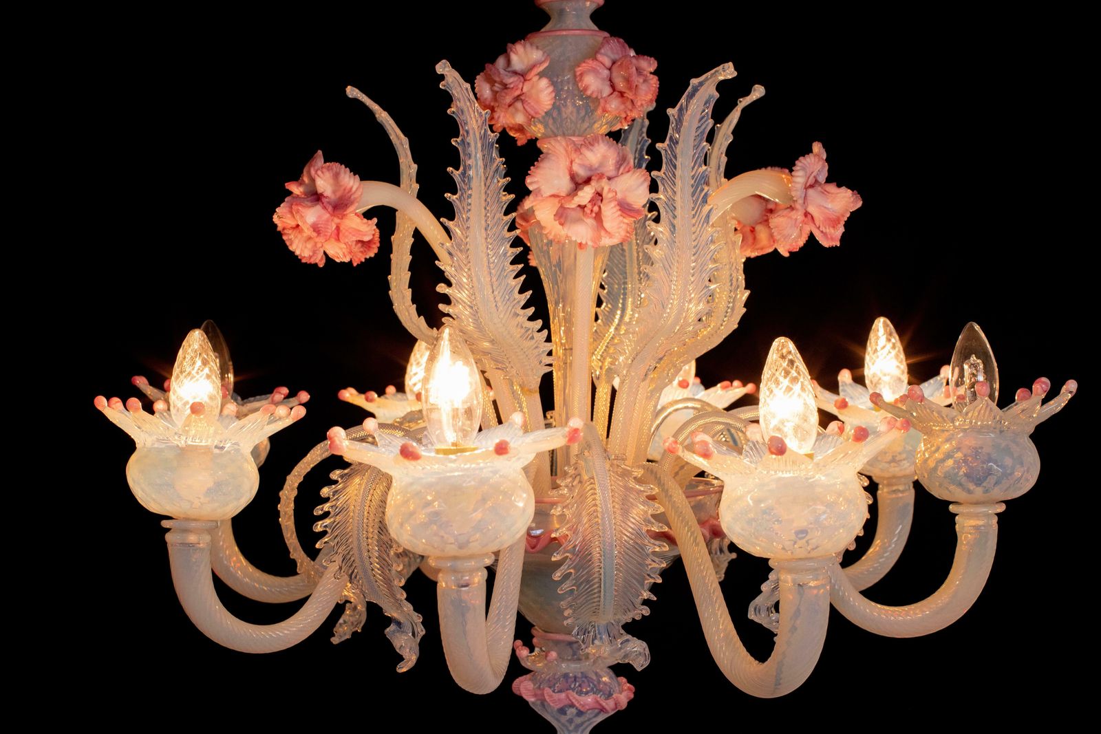 Stunning Light Blue And Pink Venetian Chandelier, Murano, 1950s photo buy