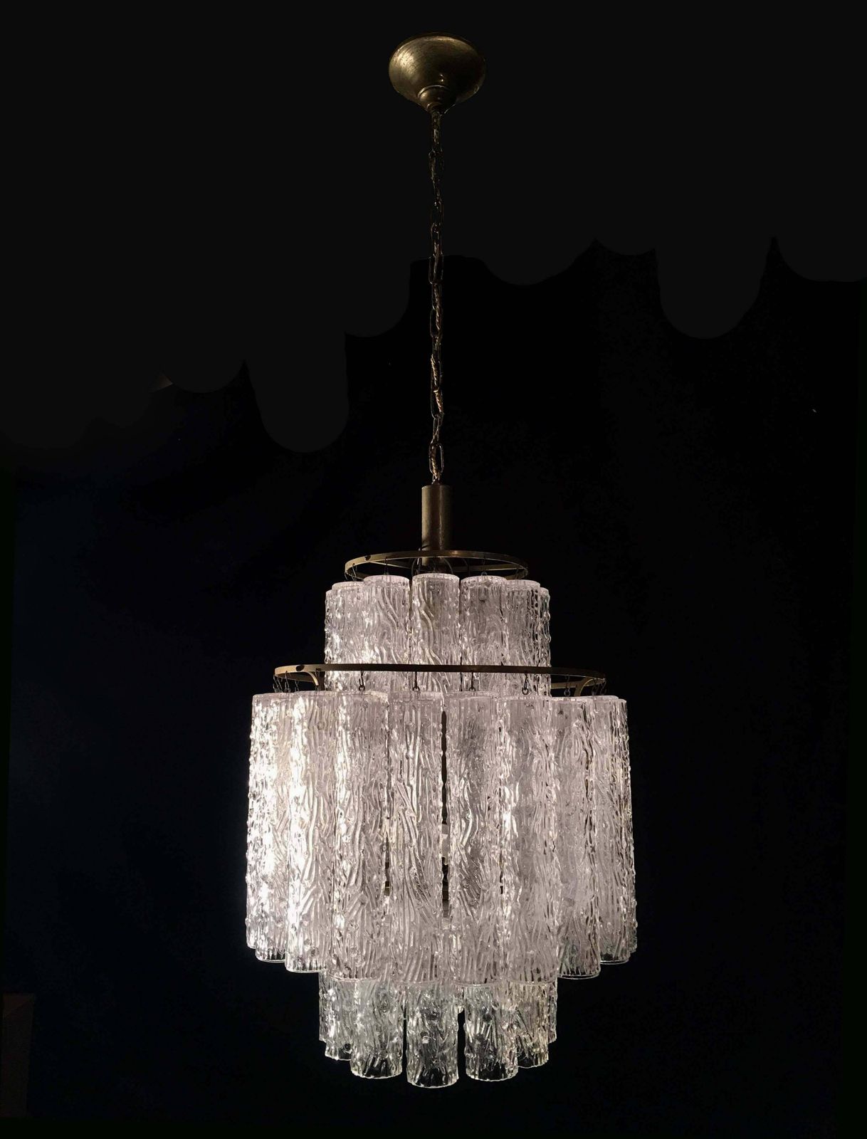 photo for sale Adorable Pair Of Murano Venini Style Chandeliers, 1970s