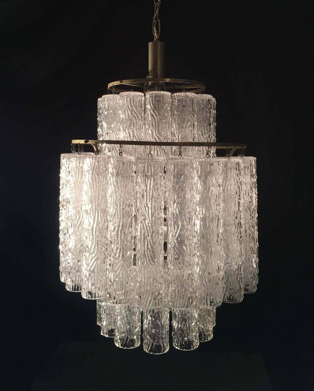 Lighting Adorable Pair Of Murano Venini Style Chandeliers, 1970s photo
