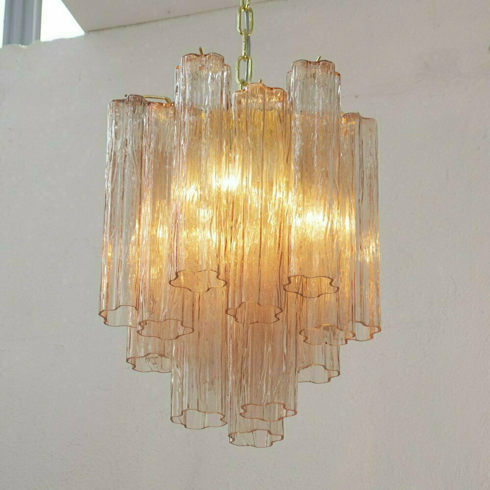 Tronchi Suspension Lamp In Pink Murano Glass, Diameter 36 Cm, 90s photo vinterior