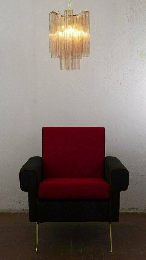 Tronchi Suspension Lamp In Pink Murano Glass, Diameter 36 Cm, 90s photo buy