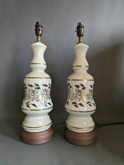 Attractive Pair Of 1920s Opaline Lamps