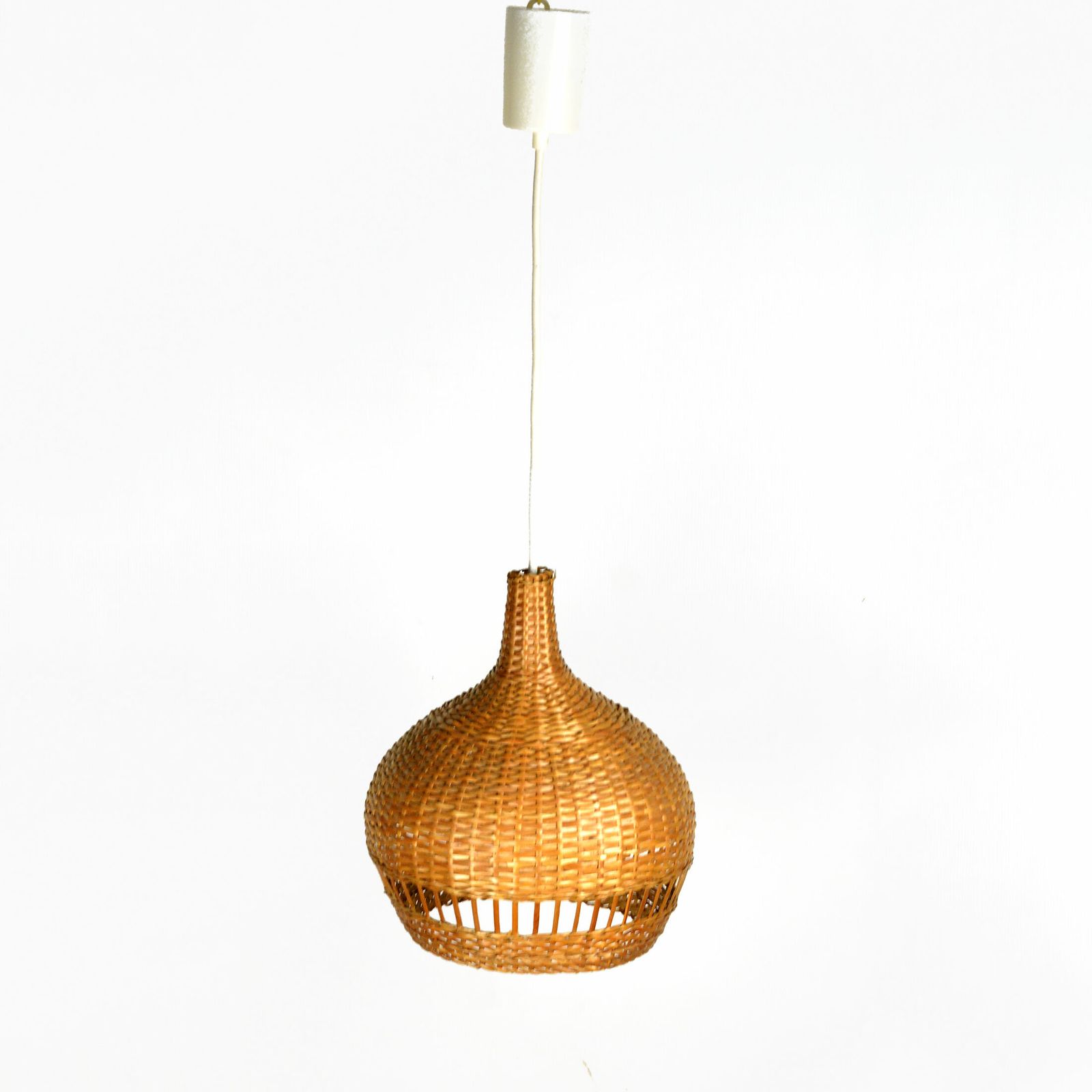 1960s Scandinavian Ceiling Lamp With Wicker Shade, Denmark photo 131.0