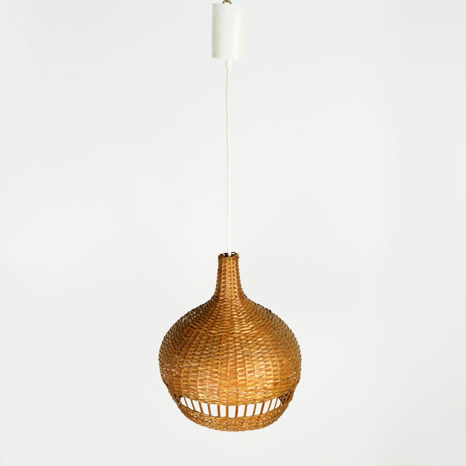 1960s Scandinavian Ceiling Lamp With Wicker Shade, Denmark photo vinterior