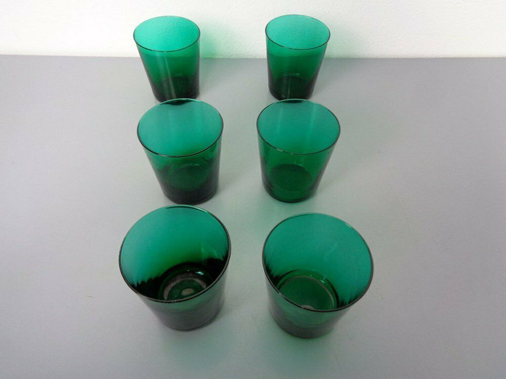 Italian Green Glass Decanter & Tumbler, 1960s, Set Of 7 photo 351.0