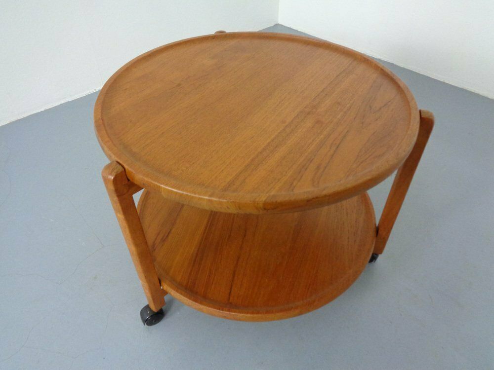 Danish Teak Bar Cart With Removable Tray, 1960s photo vinterior