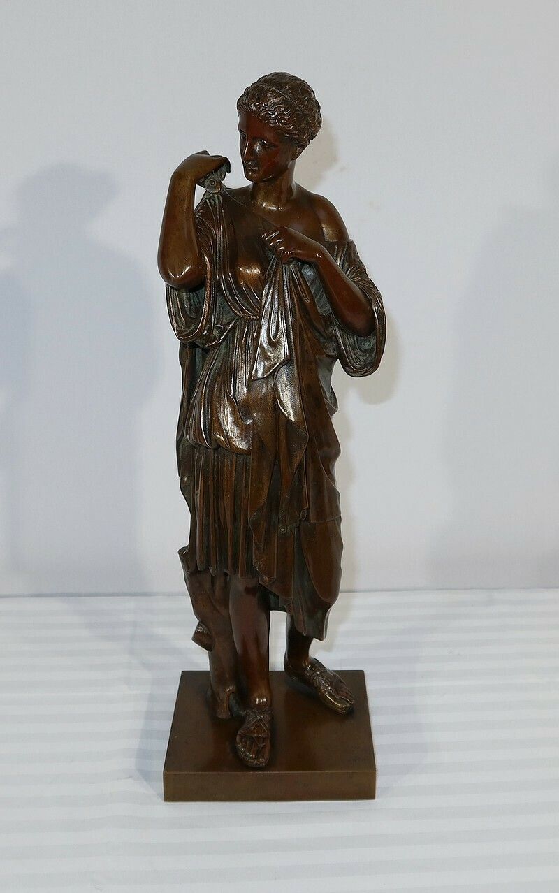 Bronze "Diane De Gabies" After Praxiteles, Signed C. Sauvage, Early 19th Century