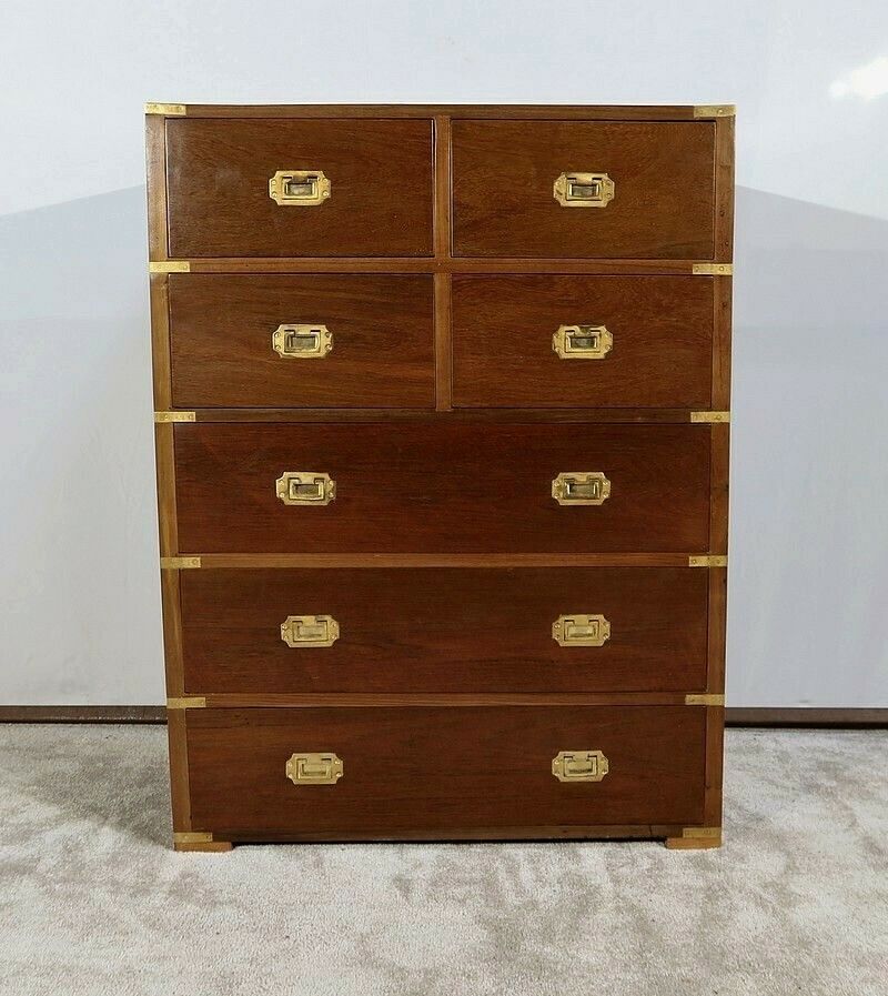 Navy Chest Of Drawers In Solid Teak, India   Xxth