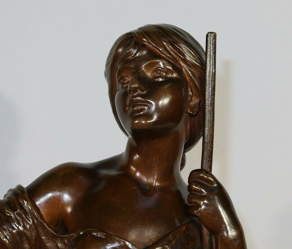 Important Bronze "Young Peasant Woman", Signed H. Moreau, 2nd Part 19th Century photo buy