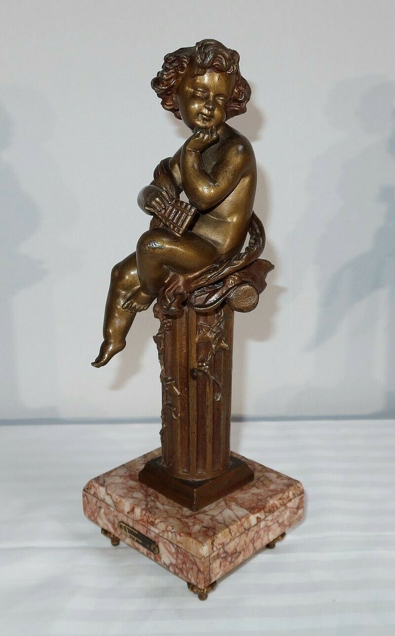 photo vinterior Pair Of Statuettes "The Carefree And The Dreamer" By A. Moreau, Late 19th Century