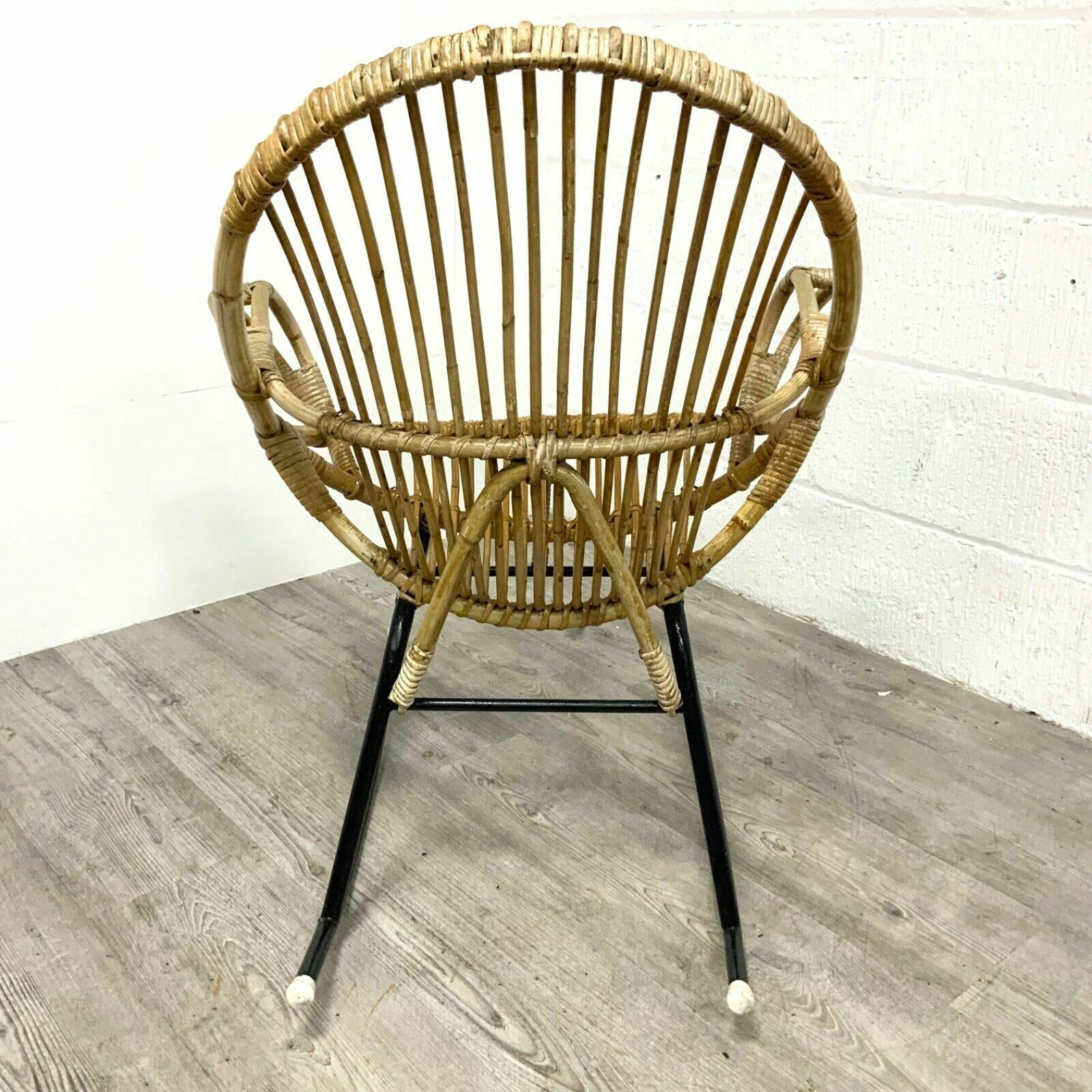 photo for sale 2 X Bamboo Wicker Rocking Chairs By Dirk Van Sliedregt For Rohe Noordwolde, 70s
