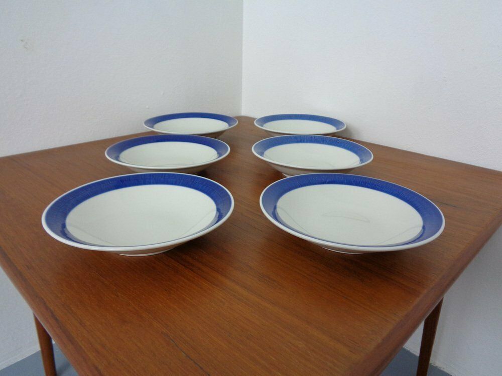 Swedish Stoneware Koka Soup Plates By Hertha Bengtson For Rörstrand, 1960s, Set Of 6 photo for sale