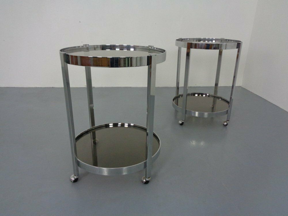 Mid Century Glass & Metal Serving Bar Carts, 1960s, Set Of 2 photo Home Decor