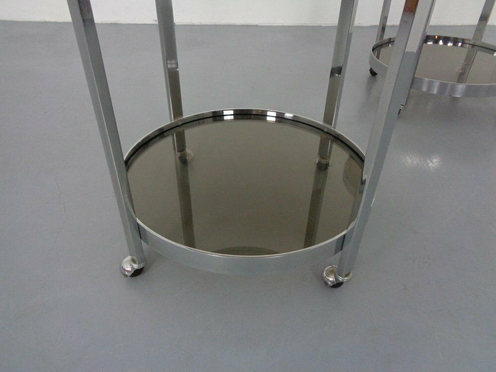 Mid Century Glass & Metal Serving Bar Carts, 1960s, Set Of 2 photo vintage