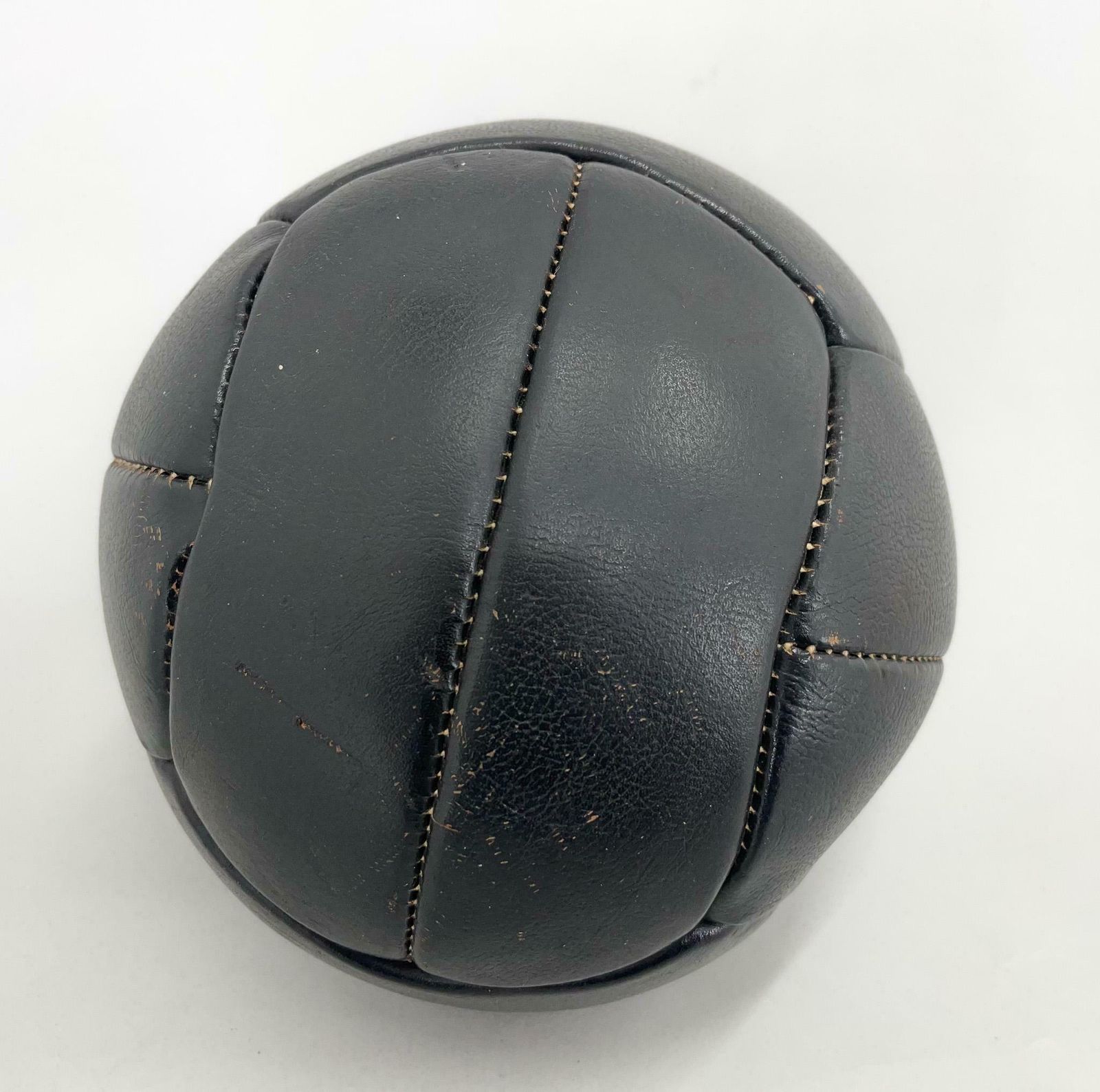 Vintage Black Leather Medicine Ball By Gala, 1930's photo 382.0