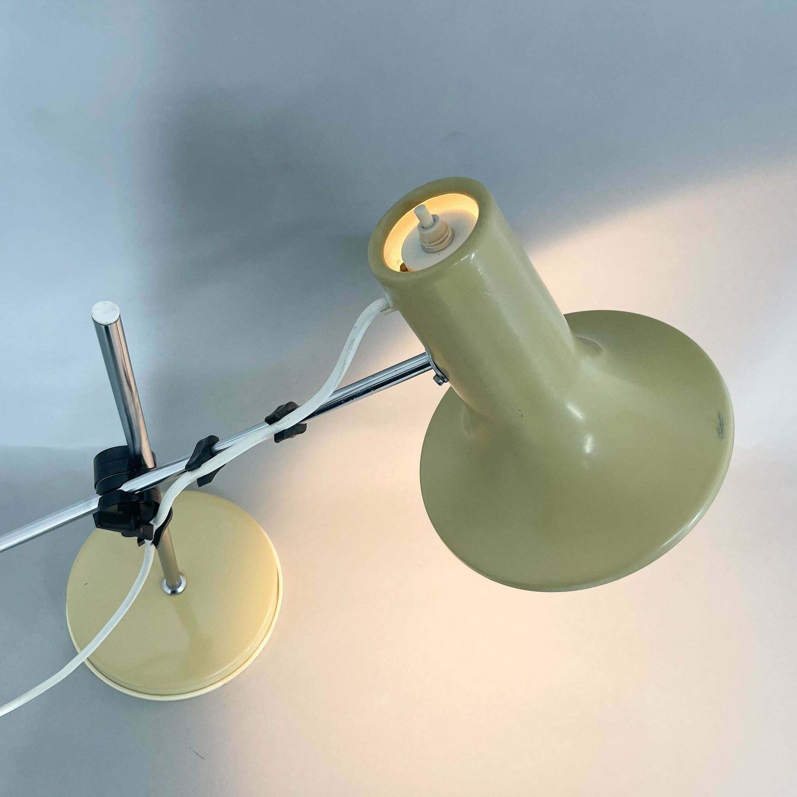 photo furniture 1970's Adjustable Metal Table Lamp In Creamy Colour, Hungary