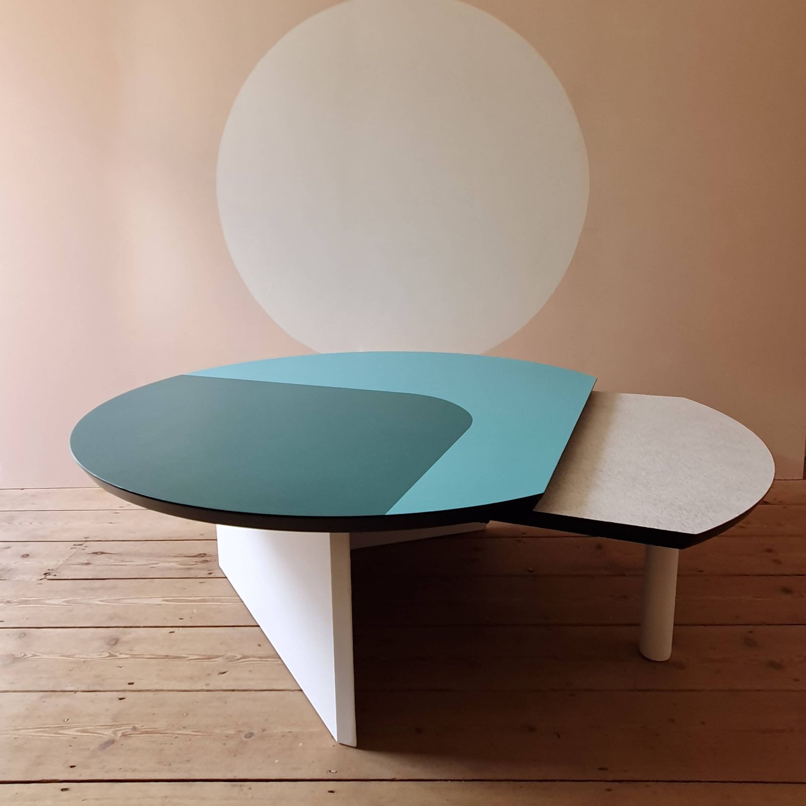 Teal And Turquoise Round Coffee Table photo for sale