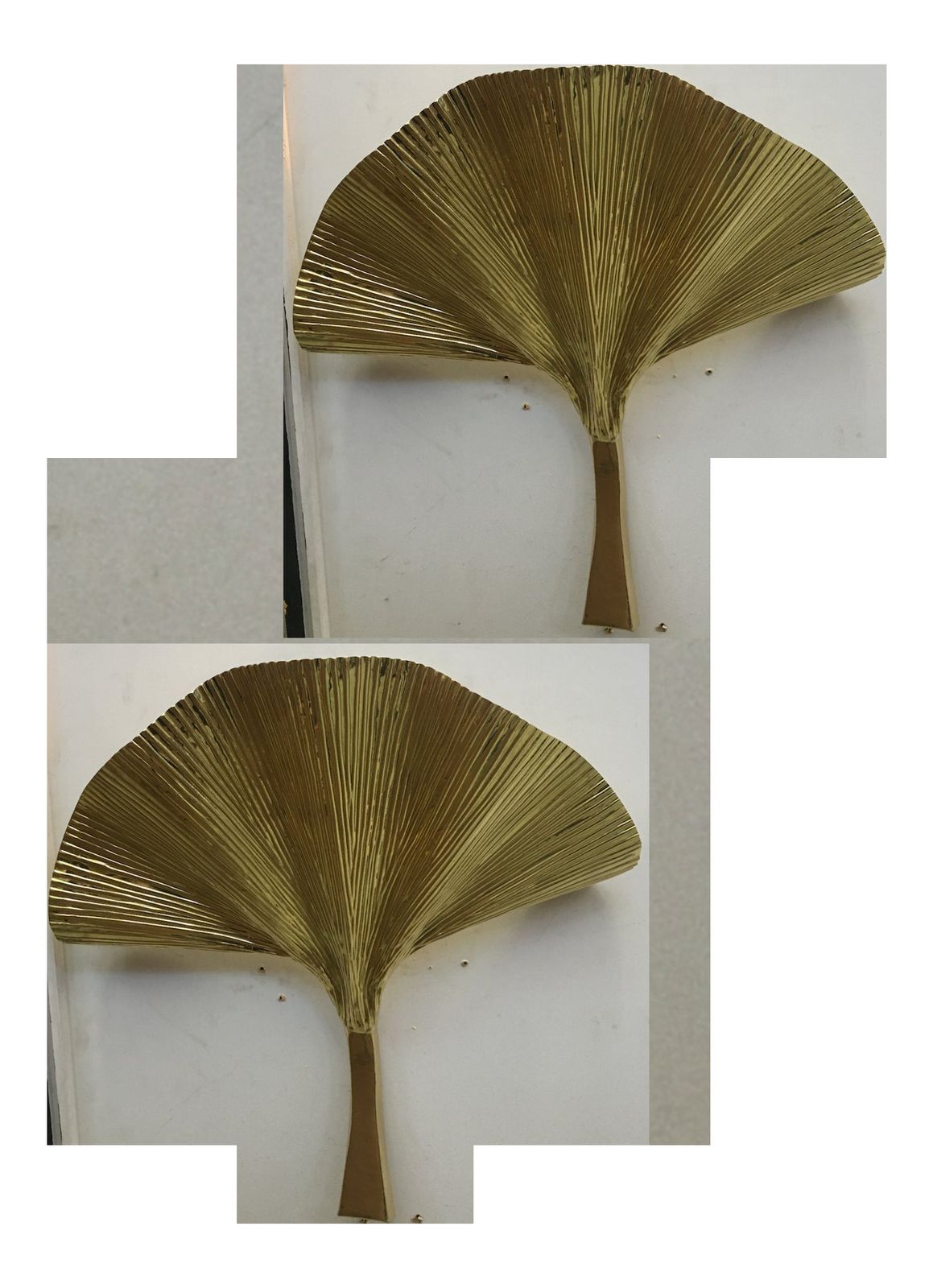Lot Of 2 Ginko Biloba Brass Leaf Wall Sconces A Pair